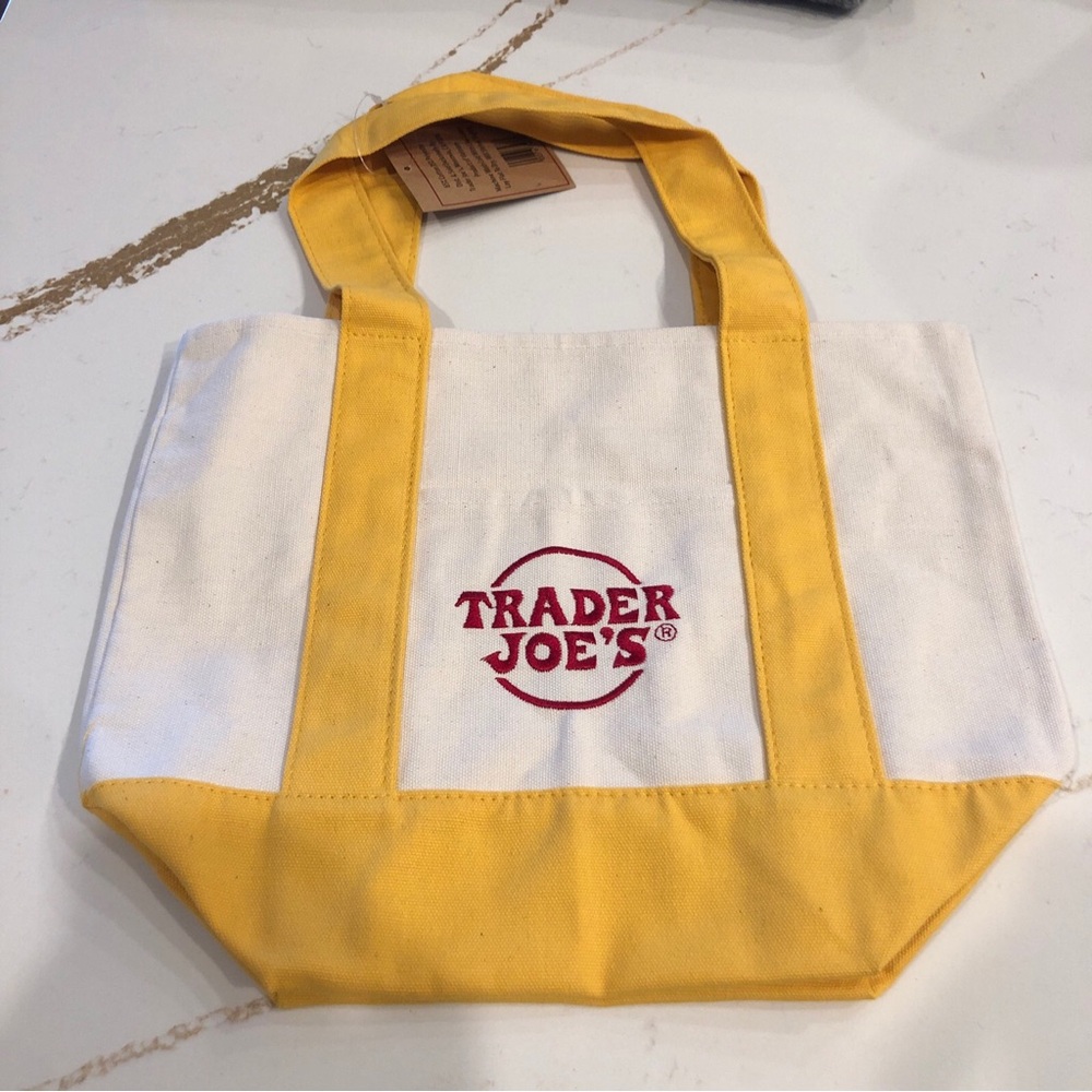 NWT Trader Joe’s Yellow Mini Canvas Tote Bag. 3 different color to choose from